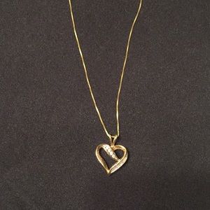 10K Gold Necklace with Diamond Heart Pendant